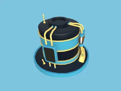 Steampunk Hat 10 Cartoon Blue - SciFi Character Design Low-poly 3D model