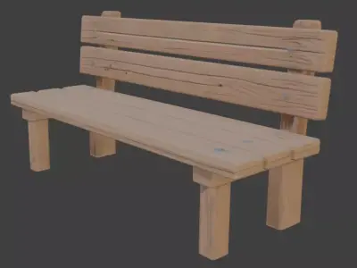 Wooden Park Bench 3D Model 3D model