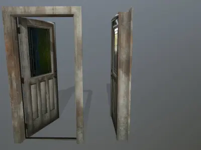 door 1 pair of wooden doors Low-poly 3D model purchase