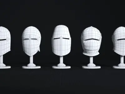 Medieval Helmet Pack 01 - 02 Low-poly 3D model