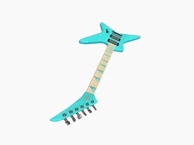 Electric Guitar I04 Light Blue - Music Instrument Design Low-poly 3D model