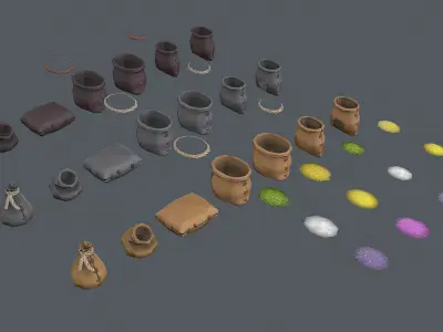 Stylized Sack Low-poly 3D model