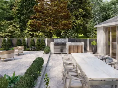 Garden Landscape 3D Model - SketchUp and Lumion Scene-Plan 3D model