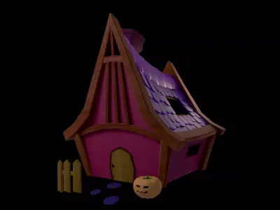 Low Poly Witch House Exterior Low-poly 3D model