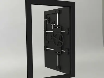 WWII bunker steel secure door Low-poly 3D model