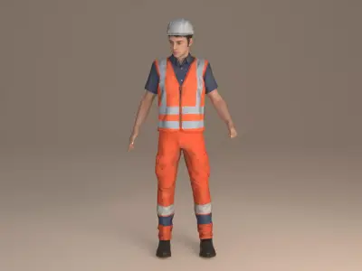 Worker Rigged Low-poly 3D model