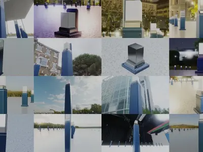 Street Light 8 Bollard All Versions 3D Model Pack