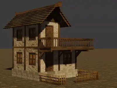 Medieval house seven 10 Low-poly 3D model