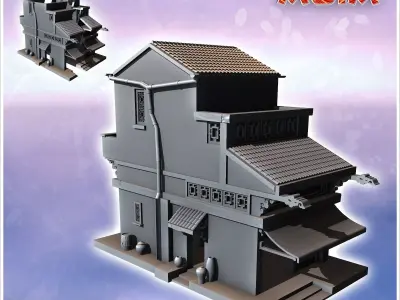Asian two-storey house with multiple floors 15 - Asian Asia Orie 3D print model