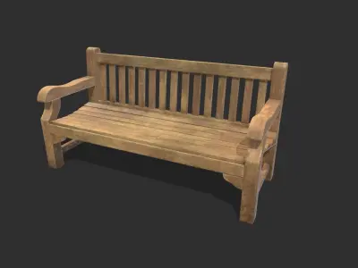 Bench 03 Low Poly PBR Realistic Low-poly 3D model