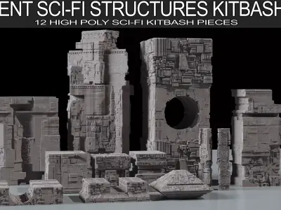 Ancient Sci-Fi Kitbash 3D Assets 3D model
