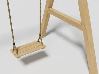 Playground Wooden Swing Low-poly 3D model
