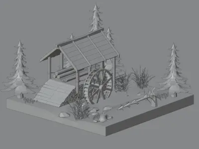 Hydraulic sawmill Low-poly 3D model