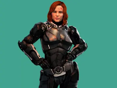 Sci-Fi Futuristic Female Marine Soldier 3D model