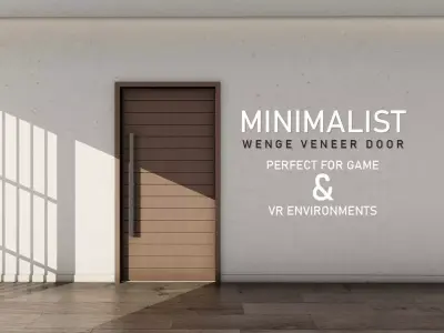 Minimalist Wenge Veneer Door Architectural 3D Model Door 7 Low-poly 3D model