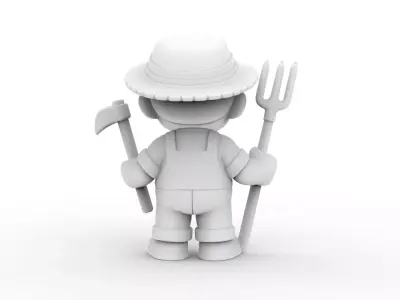 Cartoon Farmer 3D Printable 3D print model