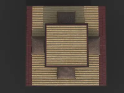 Japanese table with pillows Low-poly 3D model