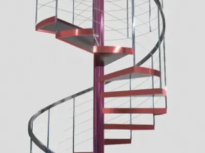 spiral stair cable railing 3D model