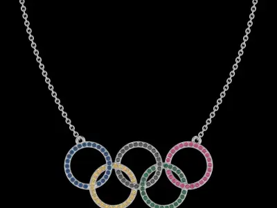 Olympic Rings Brooch Pendant and Necklace 3D print model