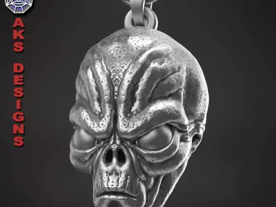  skull Pendant jewelry Alien v1 3D print model
