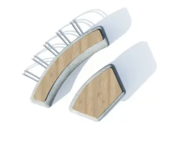 Urban Furniture with Seat Table and Bike Rack  3D model