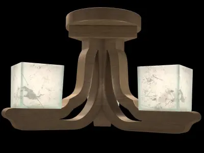 Wooden chandelier Triangular 3D model