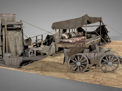 Wooden Desert Shelter 3D model