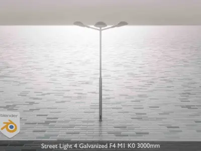 Street Light 4 Galvanized F4 M1 K0 3000mm  Low-poly 3D model