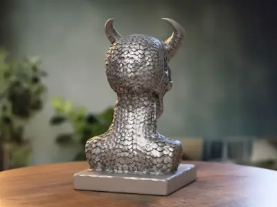 Skull robot demon dragon bust Cyborg skull dragon bust 3D print model purchase