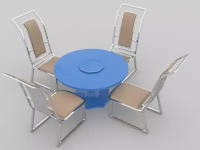 Simple Chair and stool table tea garden table 3D model