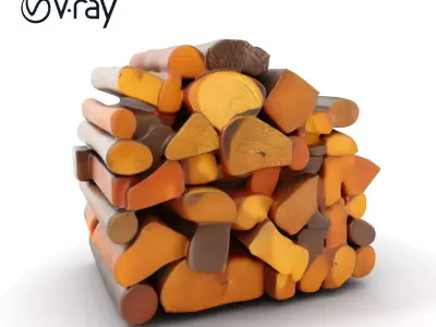 Stacked Firewood Model Pack  Realistic Wood Pile Low-poly 3D model