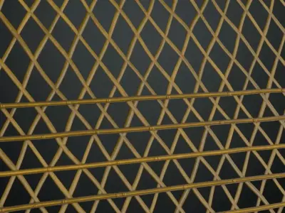  Golden Diamond Mesh Wire Fence PBR Seamless Texture