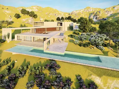 Casa Scene- Beach villa-modern house 3D model 2