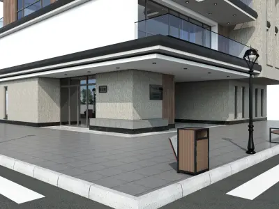 Residential building No 1 Low-poly 3D model