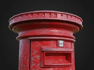 British Post Box Low-poly 3D model