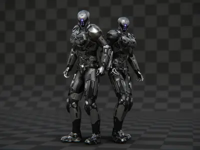 Sci-fi Soldier Combat Suit  Low-poly 3D model