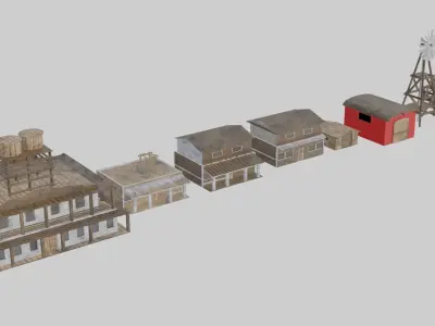 Asset Western town building  Low-poly 3D model