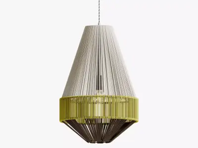 Handcrafted Yarn Cone Pendant  Textile Wrapped Light Fixture 3D model