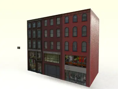 building brick with two windows 3D model