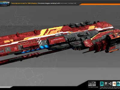 Federation Dreadnought 2A Low-poly 3D model