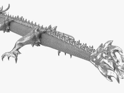  Silver Chinese Dragon Rigged for Maya 