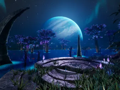 Tropical Alien Jungle - Fantasy Forest Environment - Unreal Low-poly 3D model