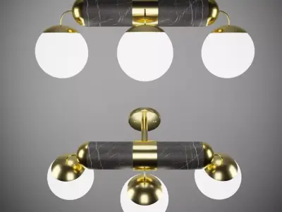 Lamp model gold and marble light fixture 3D model