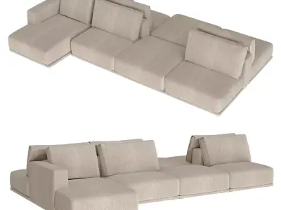 Modular Sectional Sofa With Adjustable Backrests 3D model