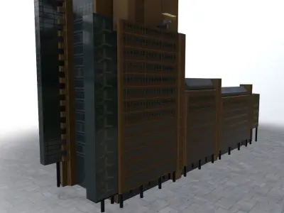 Berlin Debis Hochhaus Low-poly 3D model