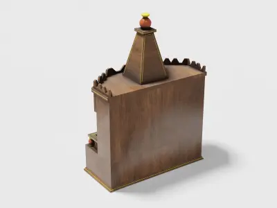 Wooden Temple Low-poly 3D model