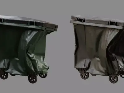 Crushed Trash Container 04 Low-poly 3D model