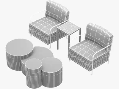 custom made club chair  side table  and Cerchi Coffee Table  3D model