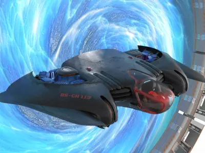  Warp Gate Assault Shuttle Black Animated Rigged 