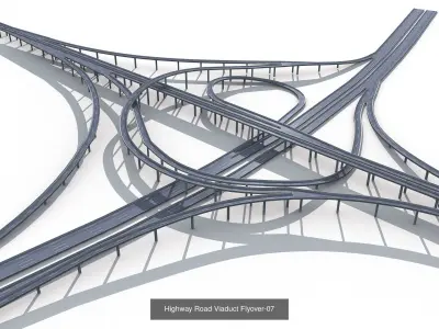 Highway Road Viaduct Flyover 3D Model Pack